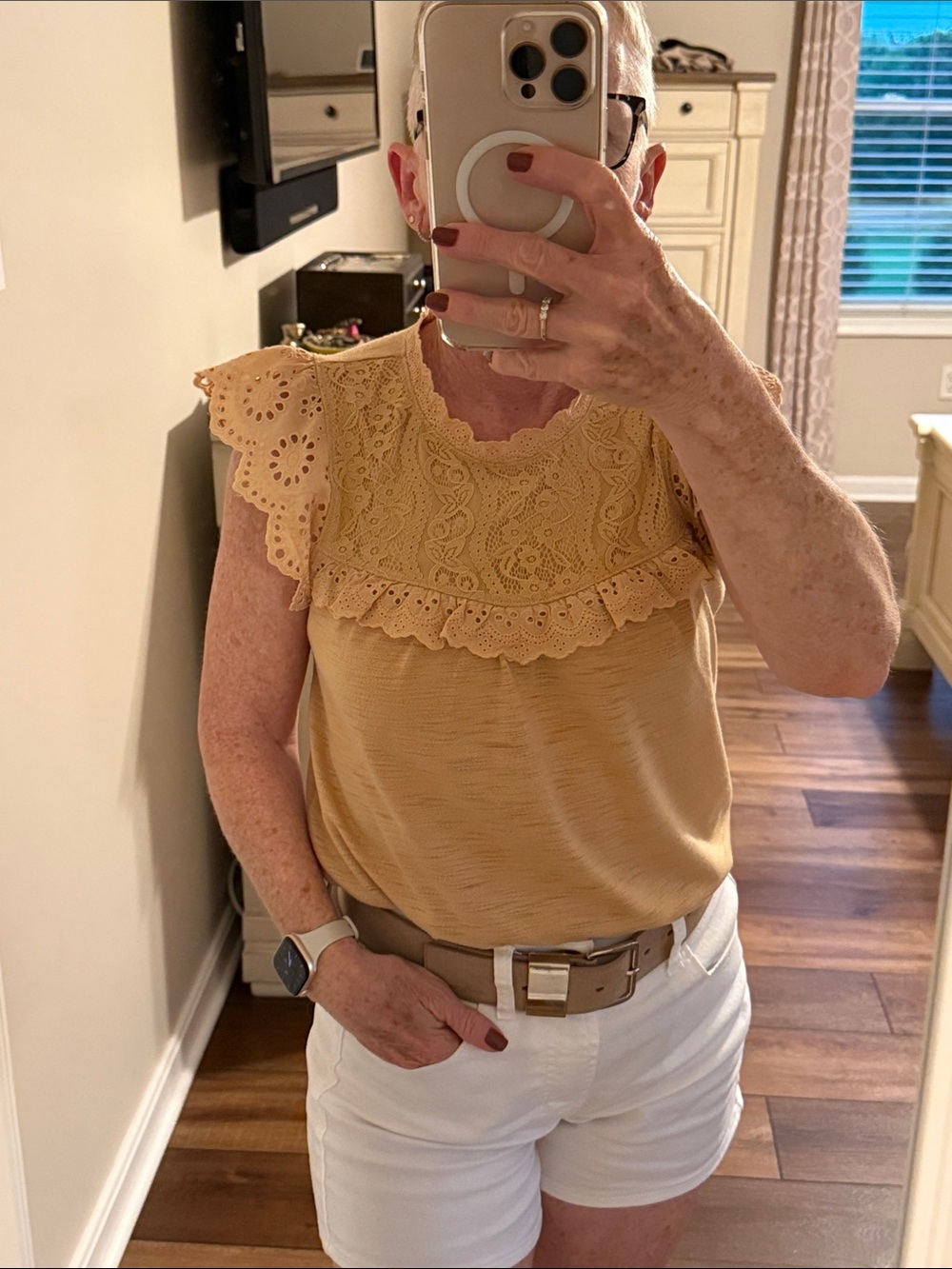 Lauren Conrad High Neck Ruffled Shirt Sleeve Top